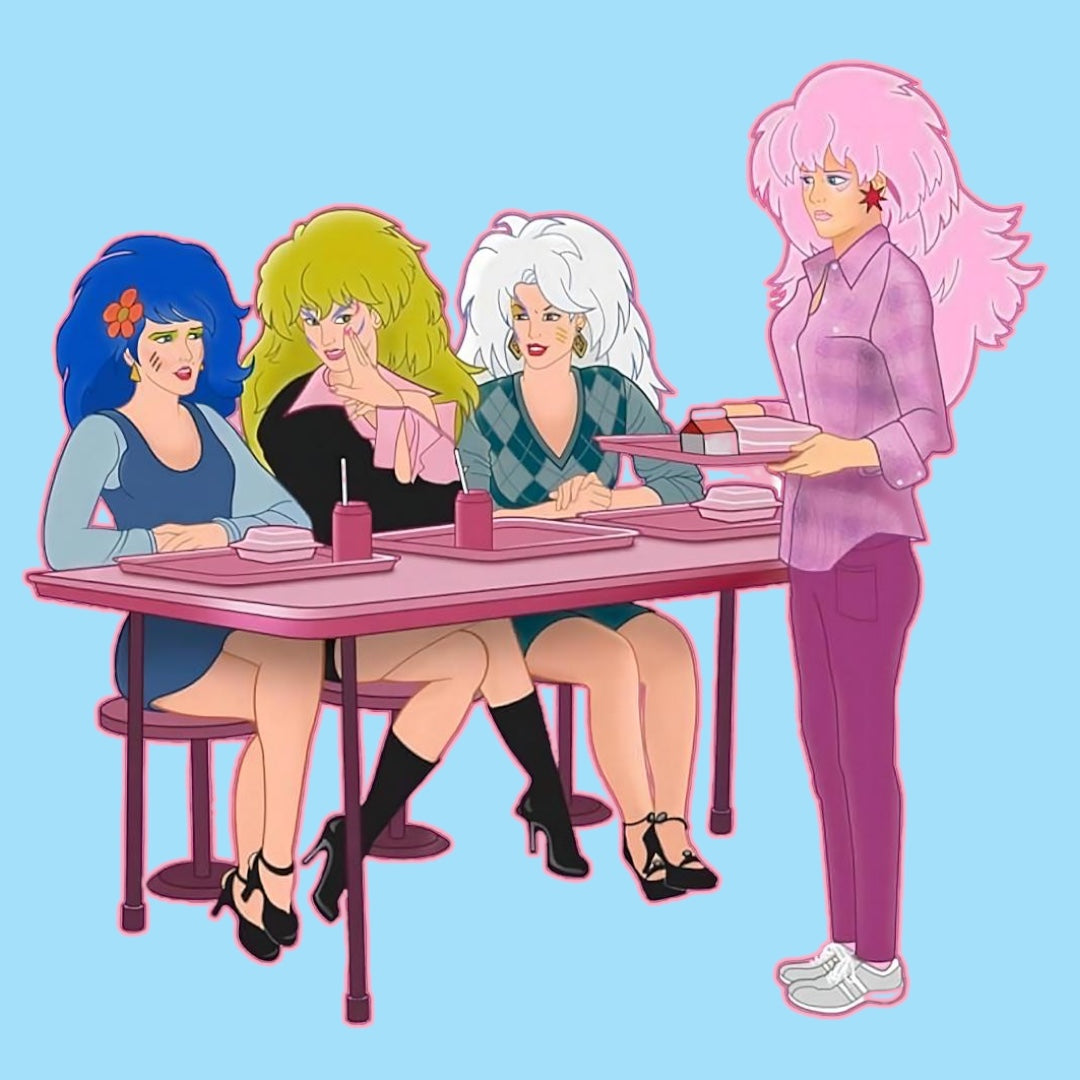 Buzo Hoddie Chicas Malas con personajes de JEM. Capota.